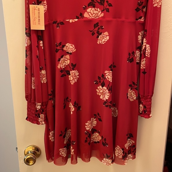 American Rag Red Floral Mesh Dress - Picture 9 of 10
